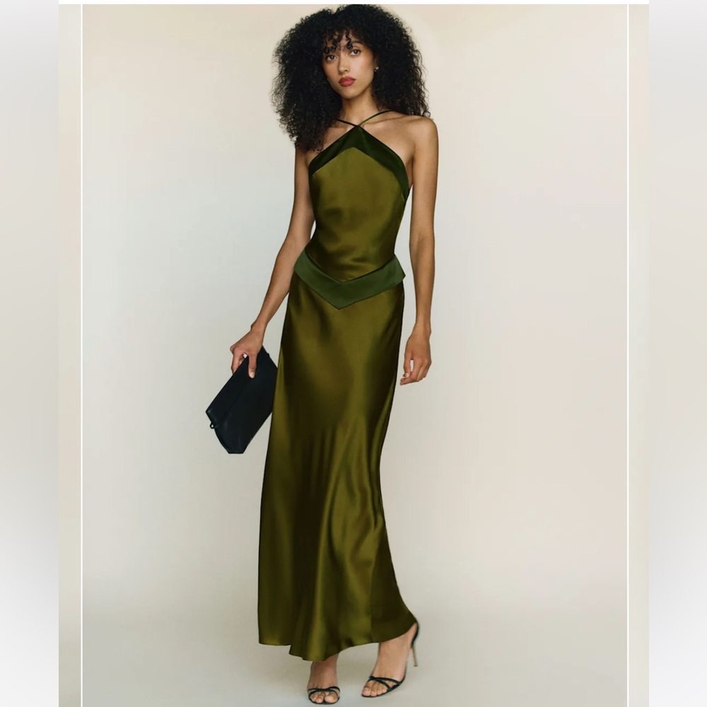 Reformation Jillian Silk Dress in Pear
